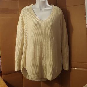 Women's Faded Glory Off-White Sparkly Sweater, L